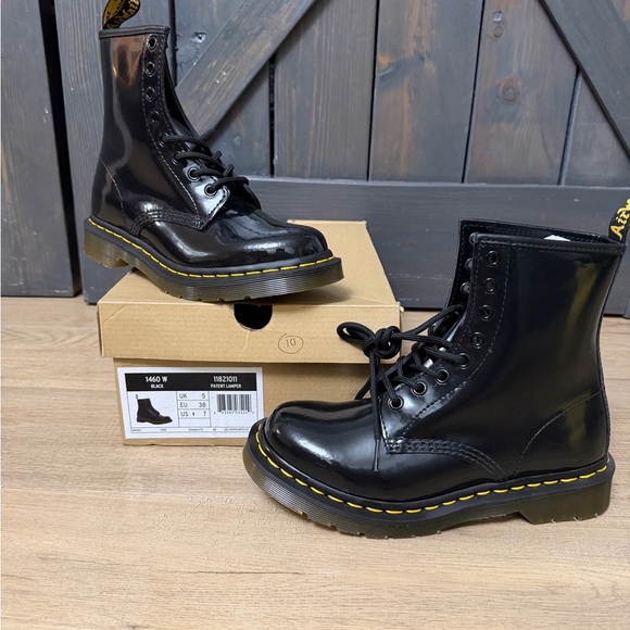 Dr. Martens Shoes - Brand New, Never Worn Dr. Martens Black Patent Leather Lace Up Boots- US7/EU38